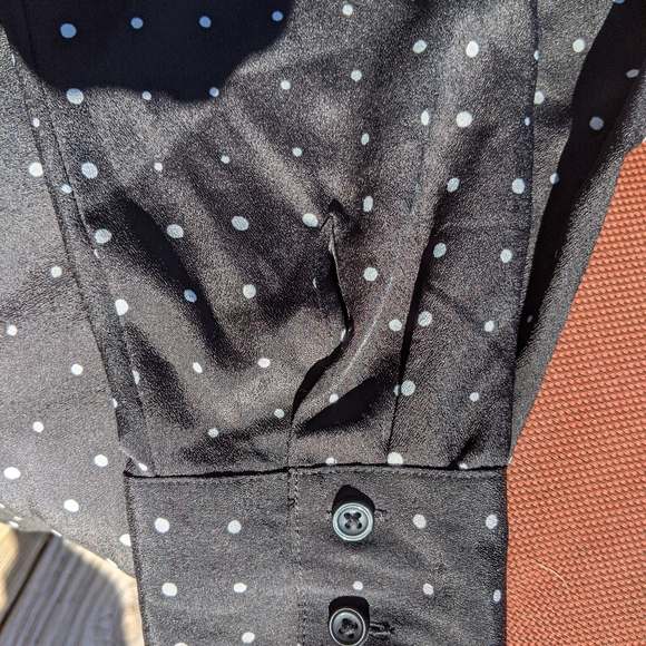 Ann Taylor Black and White Polkadot Button Up Blouse - Picture 6 of 7